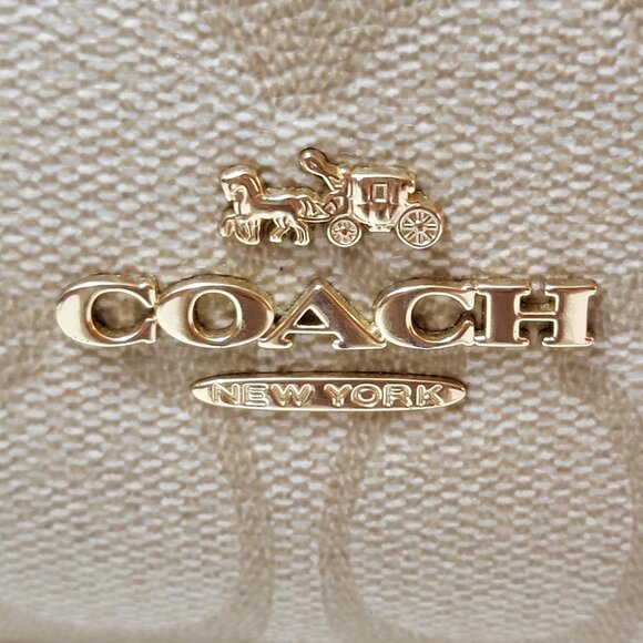 COACH Signature Canvas Mini Backpack Khaki Pink Leather Trim Bag main image 5